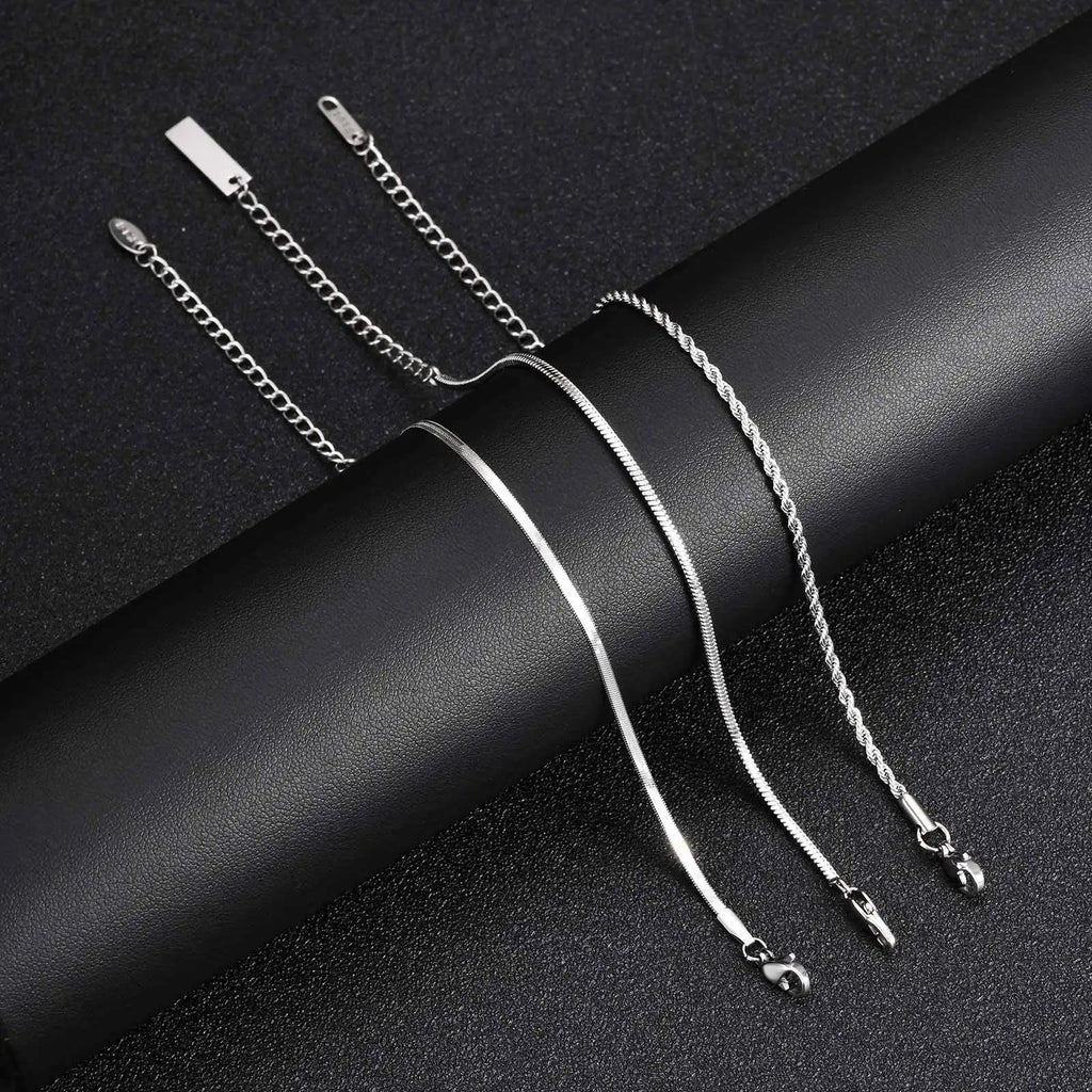 Classic Silver Chain Bracelet Set