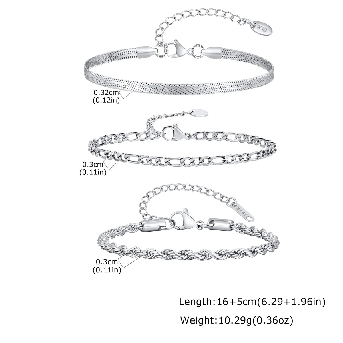 Classic Silver Chain Bracelet Set