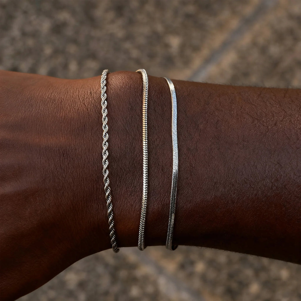 Classic Silver Chain Bracelet Set