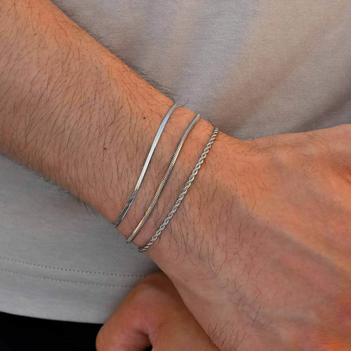 Classic Silver Chain Bracelet Set